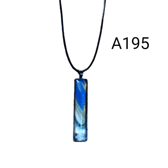 Hand Crafted Jewelry - Handcrafted18-in women's black gold and black fluid art pendant cord necklace -